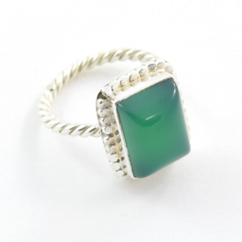 Genuine silver top design green onyx ring